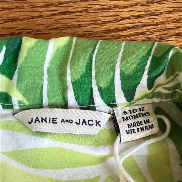 Janie and Jack Tropical Green Leaf Print Baby Shirt - Picture 2 of 4